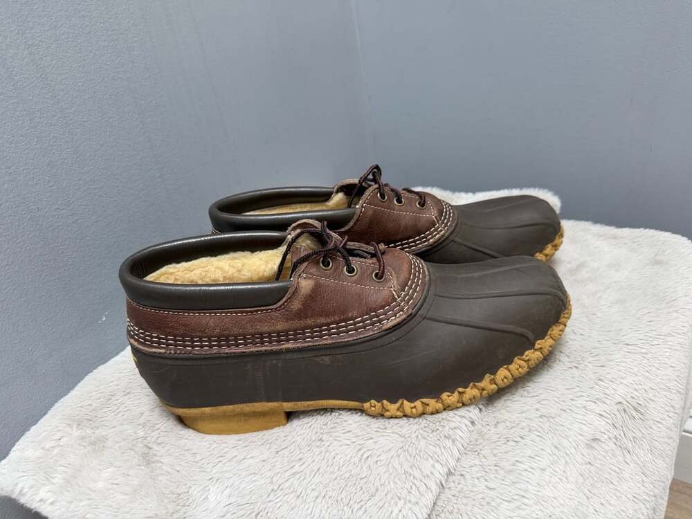 Vintage 80s LL Bean Shearling Lined Duck Shoes Boots Mens 13 M Made in USA
